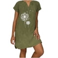 thumbnail image 2 of Women Short Sleeve V-Neck Casual Hot Vacation Printing Mini Dress, 2 of 6