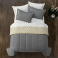 thumbnail image 4 of Casa 7-Piece Solid Reversible Comforter Set With Bonus Sheets, Charcoal, Queen, 4 of 6