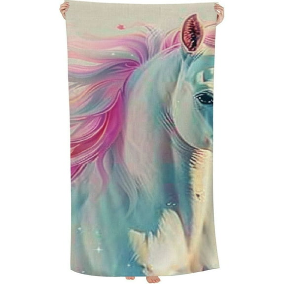 PHYHOO Unicorn Beach Towel for Women Girls Kids Men Unicorn Bath Towel Print Pool Towel Super Soft Plush Unicorn Cute Towel Plush Throw Towel for Unicorn Lovers 30x60in