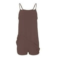 thumbnail image 4 of Womens Athletic Mini Dress Built-in Shorts V Neck Racerback Spaghetti Strap Patch Pockets Sleeveless Sundress (L, Brown #A), 4 of 6