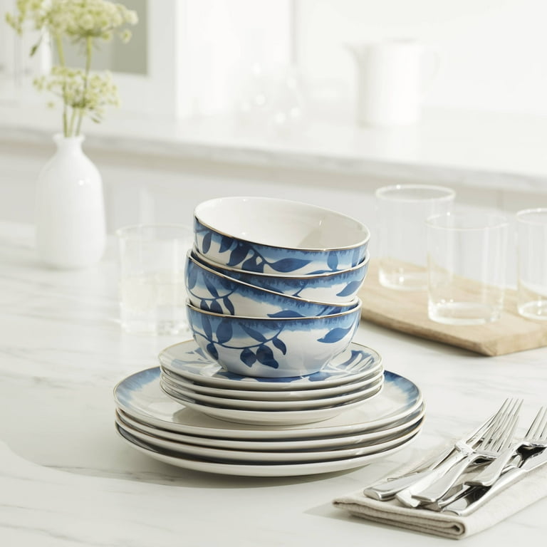 Oneida Entertain 365 12-Piece Aura Blue & White Porcelain