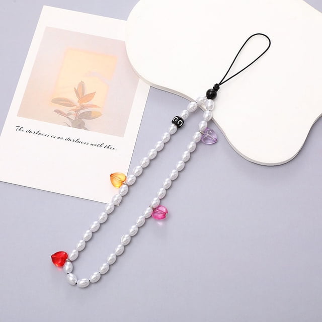 Cadena de perlas para teléfono móvil, colgante para teléfono móvil, funda para teléfono móvil, colgante con cuentas, cadena anticaídas para mujer