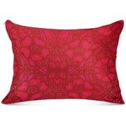 Bestwell Red Indian Henna Plush Pillowcase,Luxury Soft King Pillow Case for Hair and Skin, Standard Size Pillow Covers with Zipper Closure,20x26in