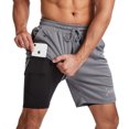 thumbnail image 2 of Pantalones cortos de entrenamiento para correr Pantalones cortos deportivos acolchados 2 en 1 para mujer con bolsillos con cremallera Vhermosa 221467-5, 2 of 4