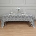 thumbnail image 5 of Balsa Circle 60" x 120" Ivory Floral Premium Lace Rectangle Tablecloth Catering, 5 of 7