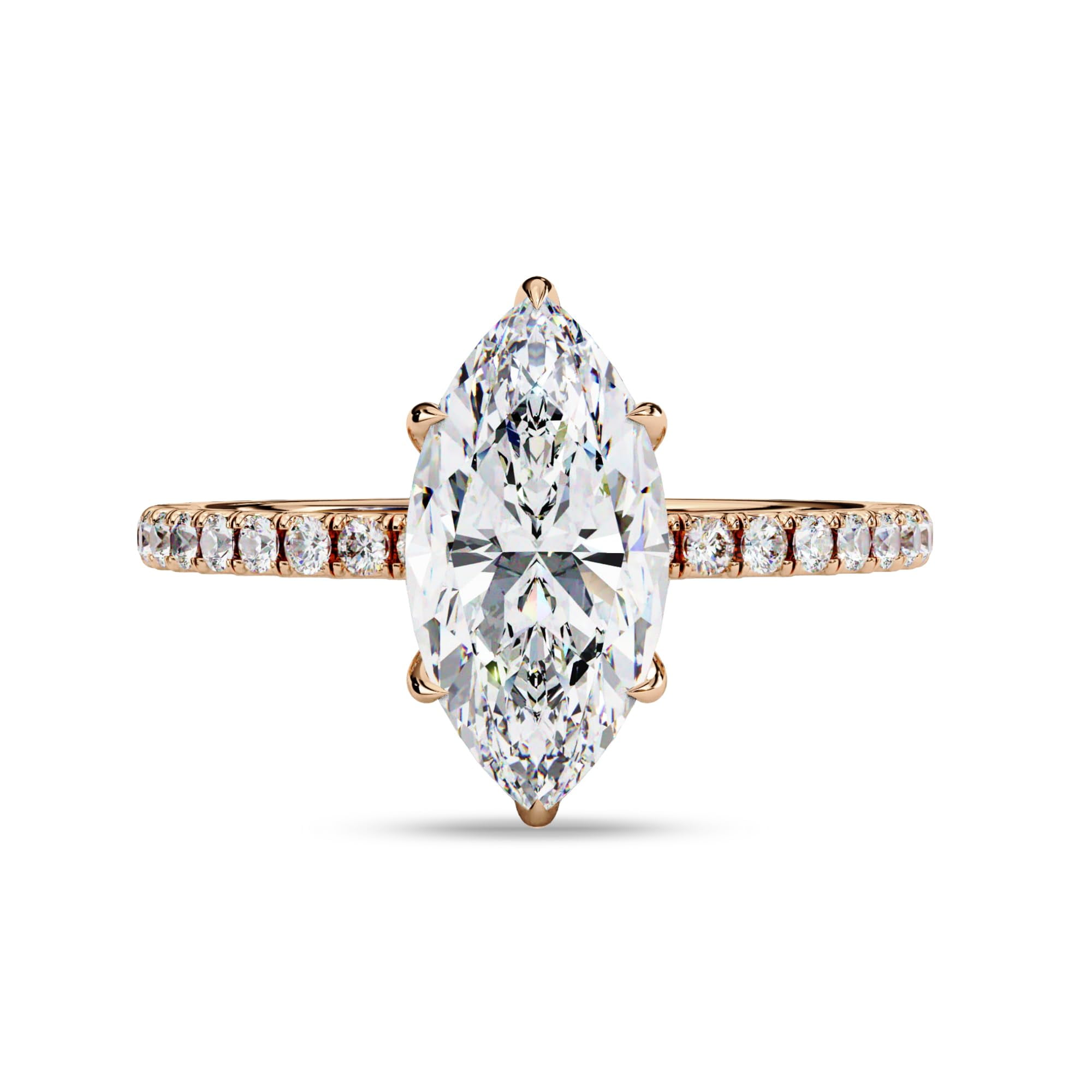 AFFY Hidden Halo Solitaire Engagement Ring for Women Center 12x6mm Marquise and Round Cut Lab Created Moissanite Ring Jewelry Gift for Her In 10K Solid Rose Gold Size-10