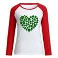 thumbnail image 4 of Ohufall Fall Clothes Fashion Women's Spring Patchwork St. Patrick's Day Printed Long Sleeves Round Neck Casual Tee Casual Loose Pullover Tops, 4 of 4