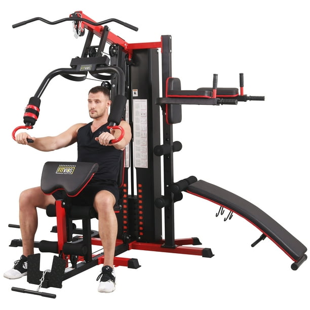 Fitvids LX900 Home Gym System Workout Station with 330 Lbs of Resistance, 122.5 Lbs Weight Stack