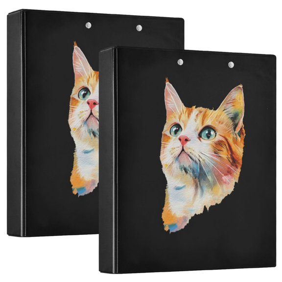joogoo Cat Hardcover 3 Ring Binder 1.5" Round Rings Interior Pockets Binders Organizer 2 Pack