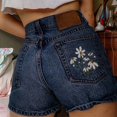 thumbnail image 4 of Womens High Waist Embroidered Denim Shorts B L, 4 of 6