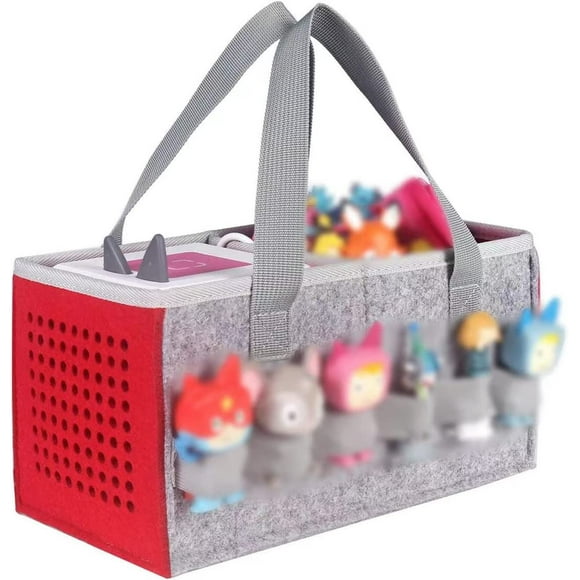 Estuche de Transporte para Tonies Juego Inicial y Bolsa de Almacenamiento para Figura de Tonies, Bolsa Plegable de Juguetes Musicales de Tela de Fieltro para Accesorios de Toniebox para Niños Bolsa de Transporte de Viaje con Asa para Toniebox Rojo