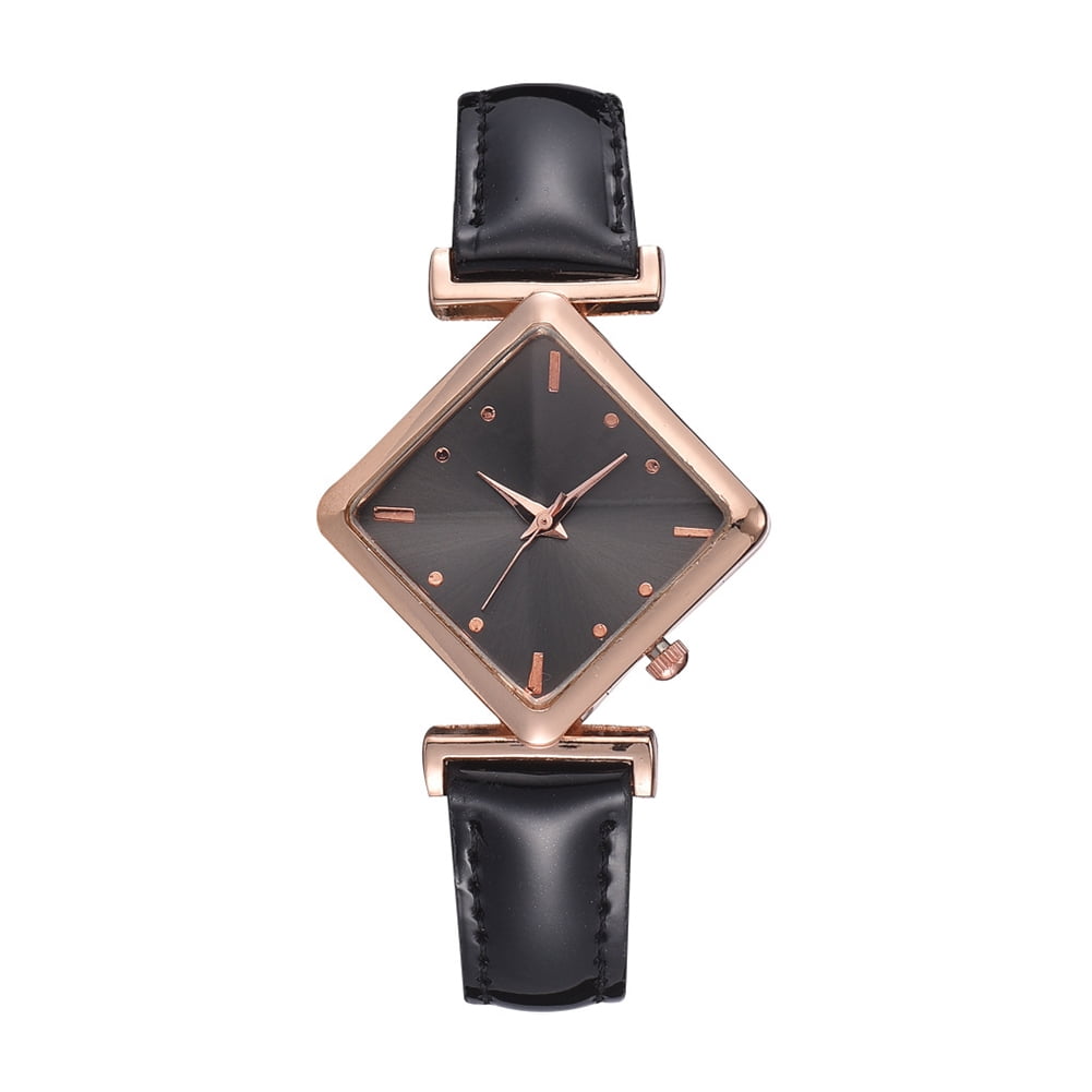 Star Home XR4436 Women Faux Leather Band Square Dial Quartz Watch 