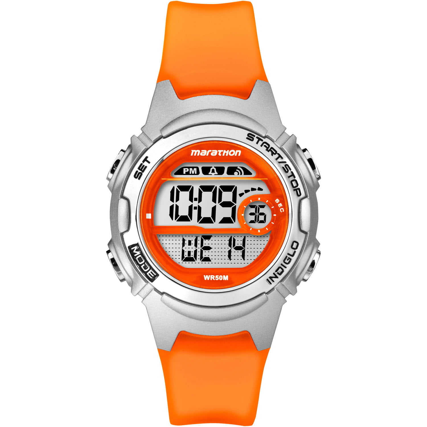 Marathon Women's Digital Mid-Size Watch, Translucent Orange Resin Strap ...