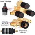 thumbnail image 3 of PinesC Thermostatic Push Button Shower Valve Cartridge Replacement, Shower Diverter Valve Cartridge Kit Full Set Backup, 3 way Vertical Valve Backup, 3 of 5