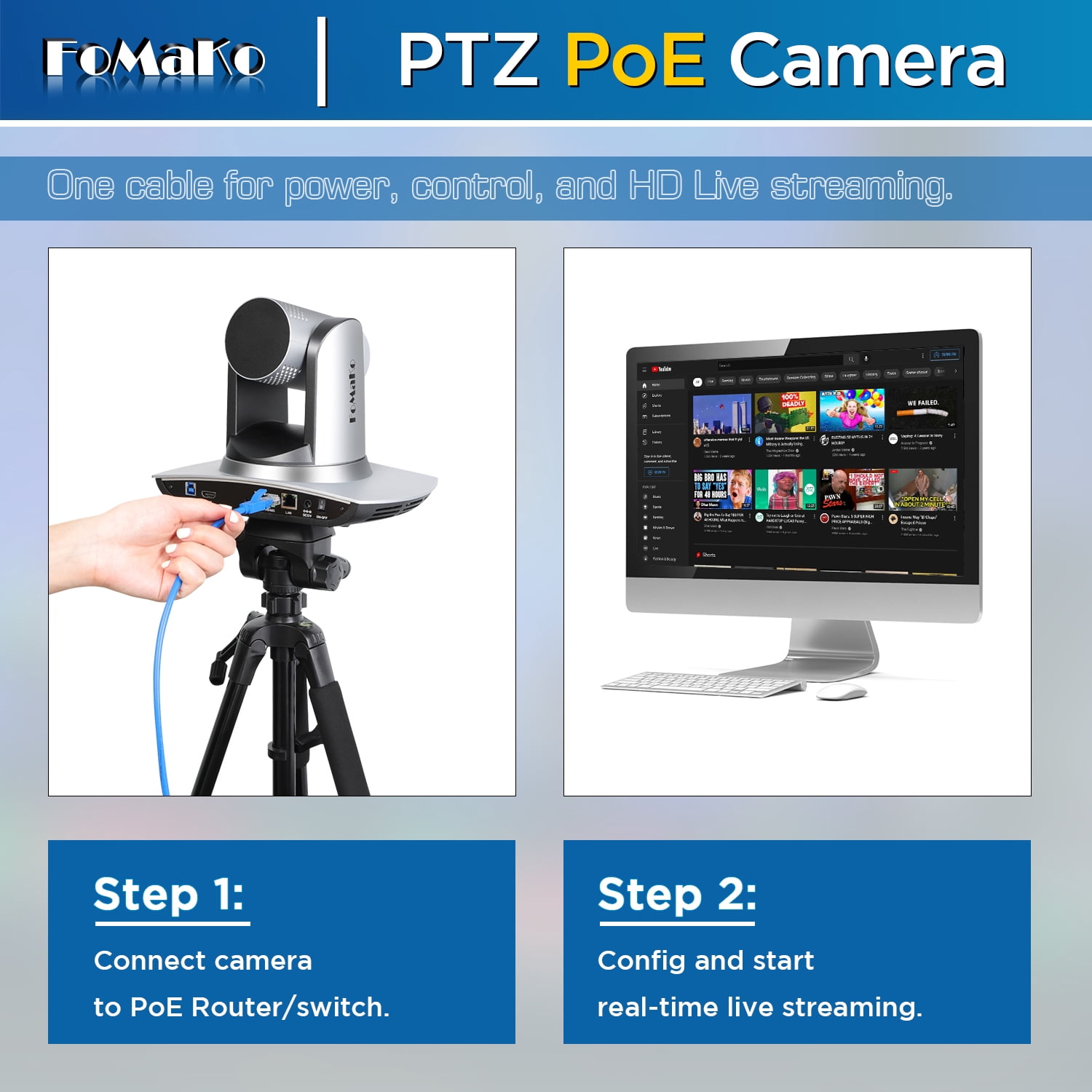 FoMaKo 20x Optical Zoom AI Auto Tracking 1080P Video Camera Bundle(FMK12UHX3+M1)