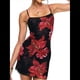 thumbnail image 2 of Vestido Bohemio Floral para Mujer, Sin Mangas, Ajustado, con Tirantes Finos, Corto, con Vuelo, Ropa de Club Y2K Impresión en Negro XS, 2 of 9