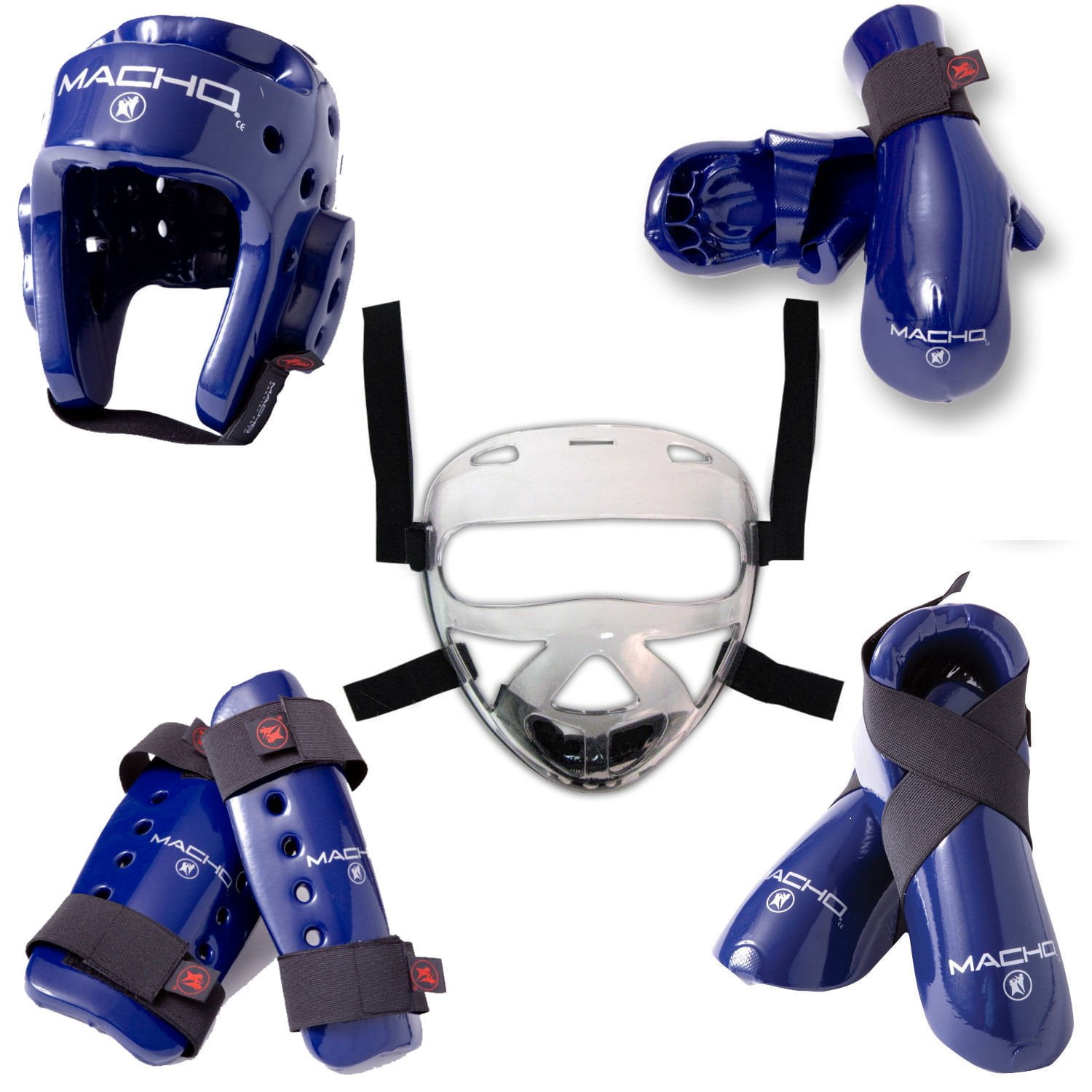 Macho Dyna 8 piece sparring gear set with Shin Guards and Face Shield