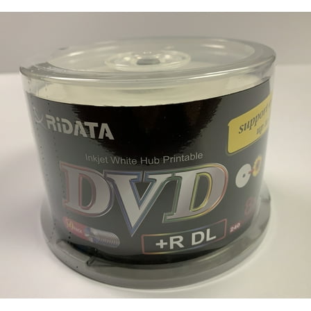 50 PCS RiDATA Inkjet White Hub Printable Dual Layer DVD Plus R, DVD R DL 8X 8.5GB 240Minute