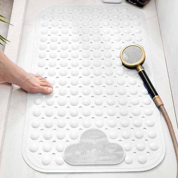 Alfombrilla de ducha antideslizante con ventosas y orificios de drenaje, alfombrilla de ducha con cojín de masaje, alfombrilla de ducha grande para baño, pies de ducha para baño familiar