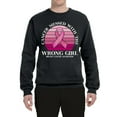 thumbnail image 2 of Wild Bobby Cancer Messed With the Wrong Girl Breast Cancer Awareness Unisex Crewneck Sweatshirt, Black, Small, 2 of 6
