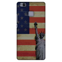 Huawei P9 Lite Case, Premium Handcrafted Designer Hard Shell Snap On Case Printed Back Cover with Screen Cleaning Kit for Huawei P9 Lite, Slim, Protective - Rustic Liberty US Flag