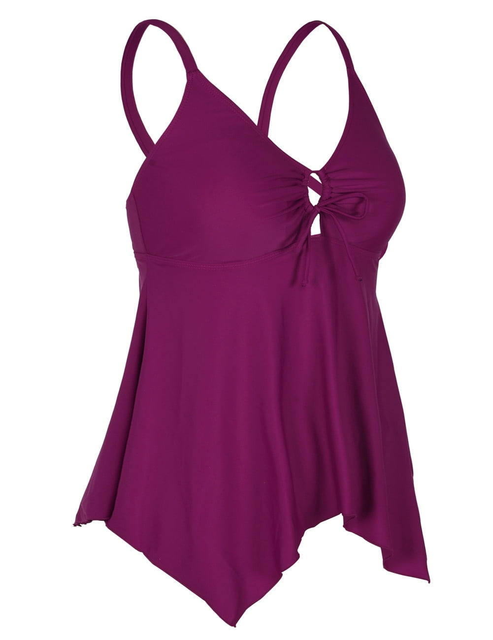 Mycoco Women's Front Tie Swim Top Cross Back Tankini Top Flowy Swimsuit Tops