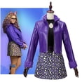 thumbnail image 2 of Disfraz de Cosplay de Anime Clawdeen Wolf, abrigo morado aterciopelado, cinturón, suéter, falda, traje para mujer y niña, atuendo de Carnaval para Halloween, 2 of 5