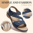 thumbnail image 5 of Littleplum Women's Arch Support Wide Width Flat Sandals with Double Adjustable Straps, Deep Blue, Size 8, 5 of 12