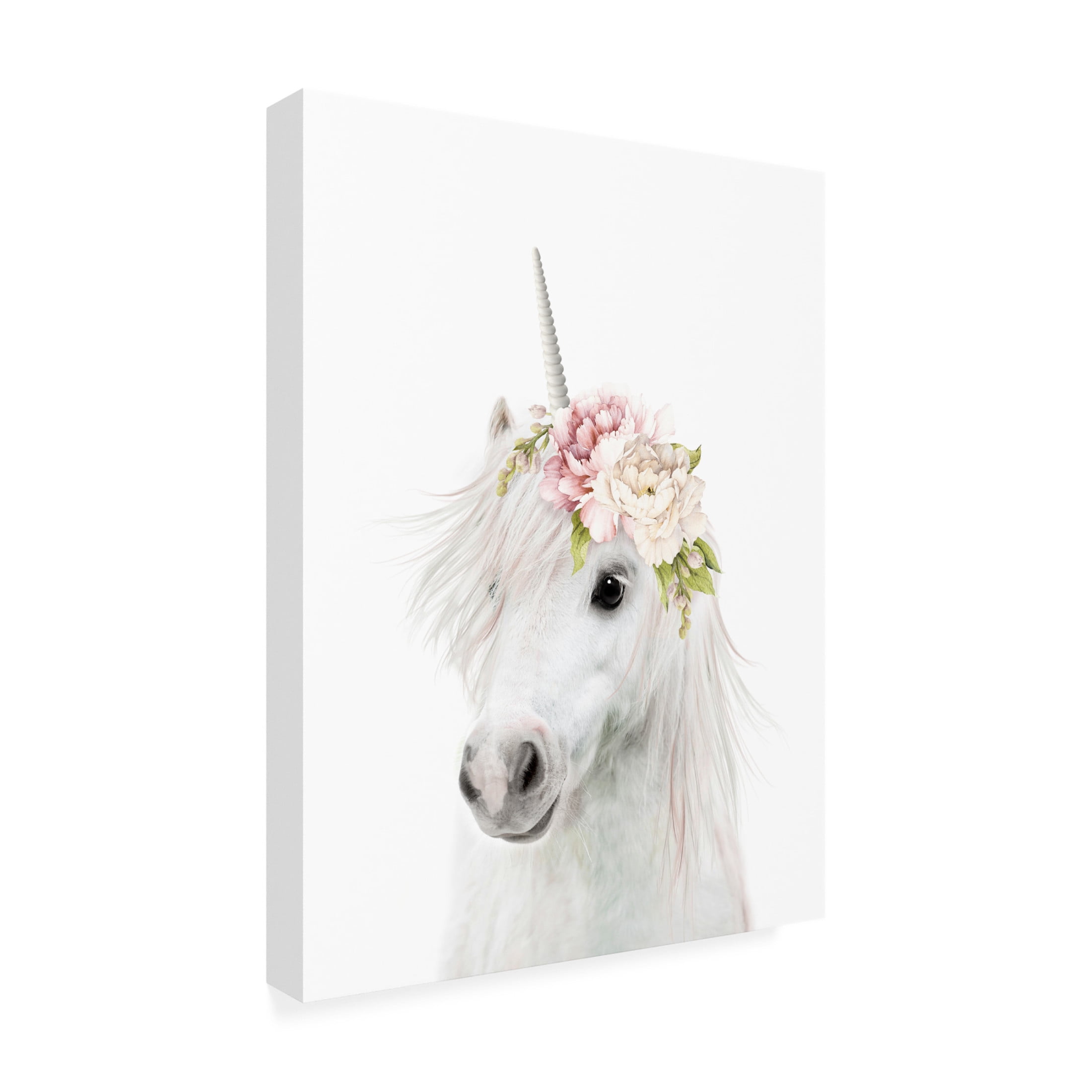 Trademark Fine Art Lola Peacock Floral Unicorn Canvas Wall Art