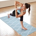 thumbnail image 6 of Light Blue Geometric Quatrefoil Pattern Hot Yoga Mat Towel Non Slip for Hot Yoga - Quick-Drying Yoga Mat Cover with 4 Corner Pockets with Travel Bag - Hot Yoga Towel Non Slip 74"x26", 6 of 6