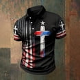 thumbnail image 2 of IWRICH Men's US Flag Printed Plus Size Polo Shirts Slim Fit Button up T Shirts Short Sleeve Casual Trendy Summer Tees Black XXXL, 2 of 3