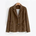 thumbnail image 6 of Homenesgenics Corduroy Blazers for Women Plus Size Fall/Winter Lapel Button Oversized Loose-Fit Comfortable Business Casual with Shoulder Pads Brown L, 6 of 7