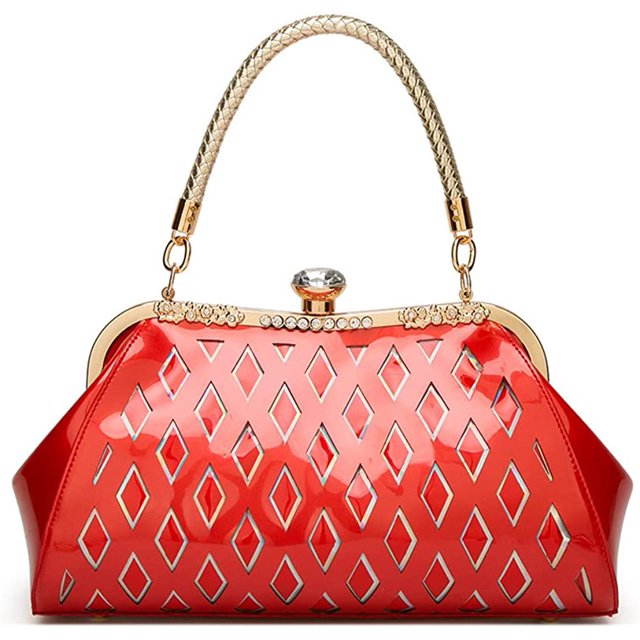 LinYooLis Sac à Main Rétro à Poignée Supérieure pour Femmes Sac à Bandoulière avec Serrure de Baiser Sac de Soirée pour Fête Portefeuille avec Sangle Réglable