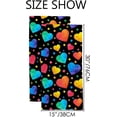 thumbnail image 3 of Absorbent Soft Hand Fingertip Towels, 2 Pcs Face Bath Towels Set Watercolor Hearts Washcloths for Bathroom Hotel Kitchen, 30"x15", 3 of 6