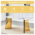 thumbnail image 4 of Table and chair set.63"x31.5x30" Luxurious Snow Mountain Patterned Sintered Stone Table with Golden Stainless Steel Butterfly Legs.Paried With 4 White High-quality PU Chairs With Arched Metal Legs., 4 of 26