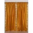 thumbnail image 4 of Lined Rod Pocket Sari Curtains 60" W x 96" L matching tieback Handcrafted Mustard Yellow Indian Drapes with Lining Offering Privacy and Insulation Perfect for Living/Bedroom/Dining Room Sold in Pair, 4 of 5