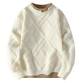 thumbnail image 2 of Juslio Mens Sweaters Pullovers Men Tops Solid Crew Neck Long Sleeve Knit White, 2 of 3