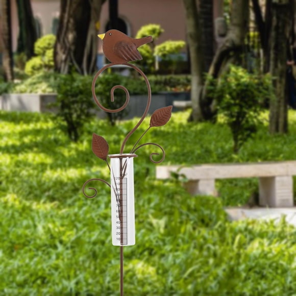 Medidor de lluvia para pájaros, medidor de lluvia de hierro preciso con estaca, tubo medidor de lluvia para jardín, decoración de patio, jardín de