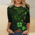 thumbnail image 1 of TaTaai St. Patrick's Day Women's Casual Print Round Neck 3/4 Sleeve T-Shirt Loose Top Gift, 1 of 5