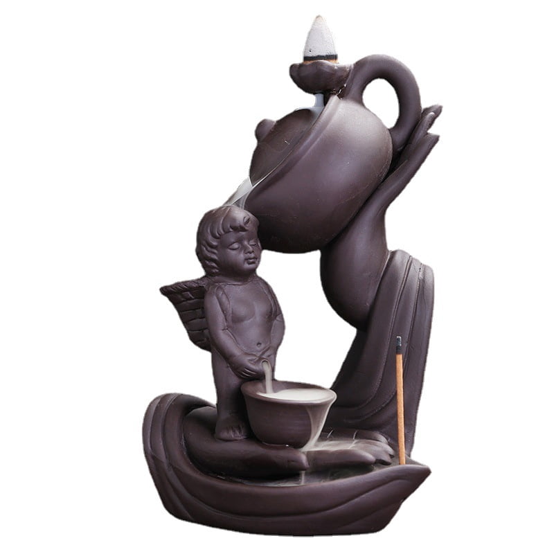 Buddha Hand Series Backflow Incense Burner Indoor Smoke Waterfall Incense Holder Creative Ceramic Incense Burner (Boy)