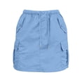 thumbnail image 4 of XIAOCHA Multi-Pocket Cargo Skirt for Women Elastic Waist Summer Casual Mini Skort, 4 of 6