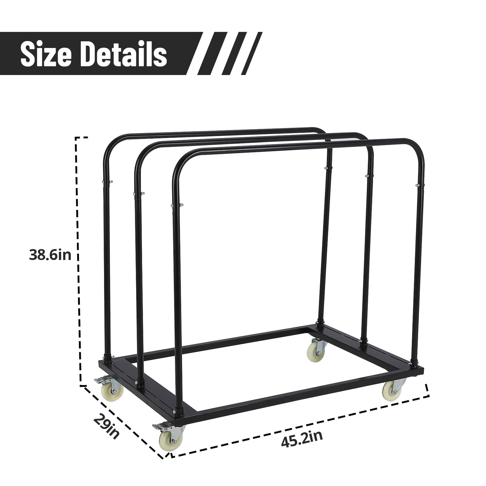 Accreate Steel Drywall Dolly, Heavy-Duty Panel Truck Cart with 5” PU Swivel Wheels for Moving Building Materials Furniture