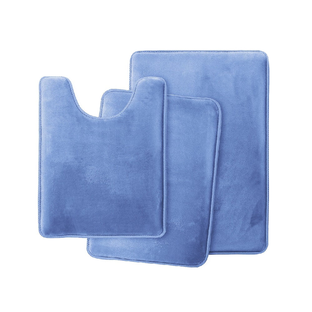 NEW 3 PC Memory Foam Bathroom Rug Absorbent Bath Mat Set Small Large and Contour 