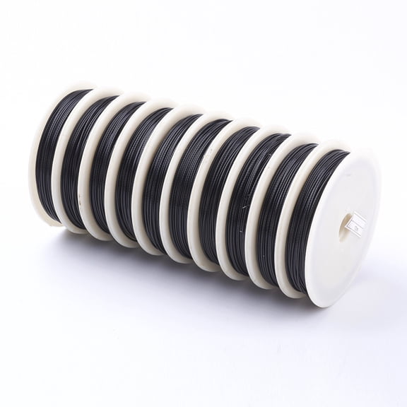 Tiger Tail Wire Nylon-coated Stainless Steel Black 18 Gauge(1mm) about 32.8 Feet(10m)/roll
