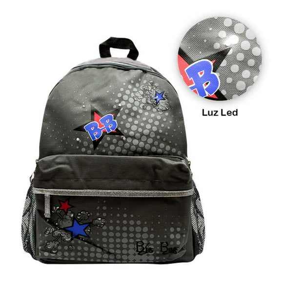 Mochila Gris Estrellas Urbana Importadora La Merced Juvenil Escolar Con Luz Led Azas Ergonómicas