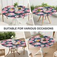 thumbnail image 7 of Pioneer Flower Floral Print Pattern Round Fitted Tablecloth with Elastic Edge,Dining Table Cover Waterproof,Outdoor Round Tablecloth for Camping,Dining,Indoor and Outdoor, 7 of 7