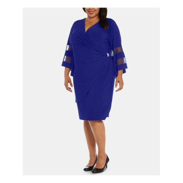 dressbarn DressBarn Women's Electric Blue Illusion Bell Sleeve Dress