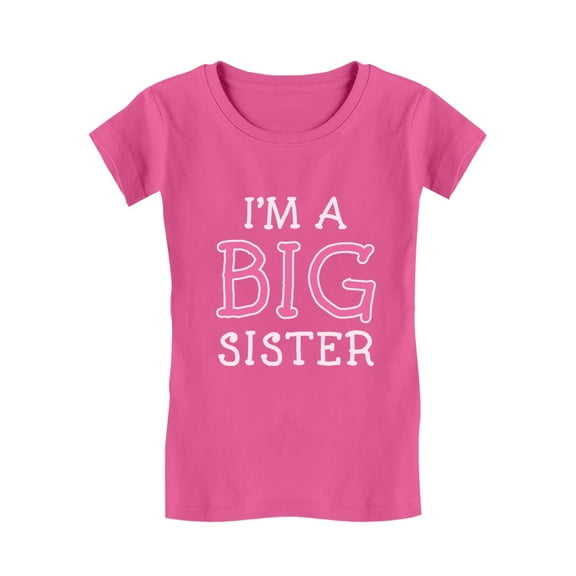 Elder Sibling Gift Idea - I'm The Big Sister Toddler/Kids Girls' Fitted T-Shirt 5/6 Wow pink