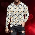 thumbnail image 2 of hotojiny Long Sleeve Shirts for Men Valentine's T-Shirt Heart Printed Tees Cute Crew Neck Pullover Top Valentine's Day Outfit, 2 of 5