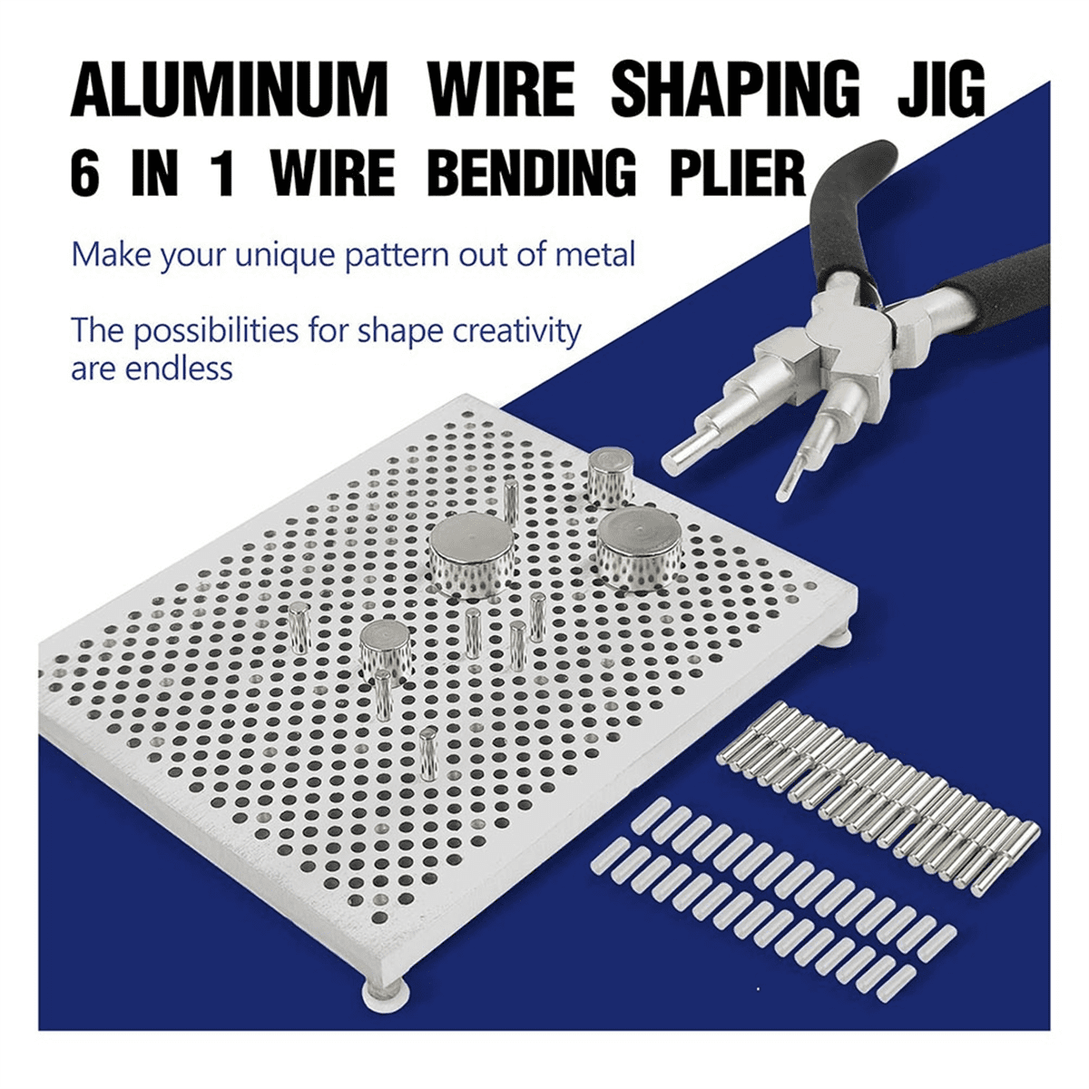 Second Generation Wire Beading Jig Kit with 6 in 1 Wire Bending Pliers and Metal Pins, Jewelry Design Making Tools